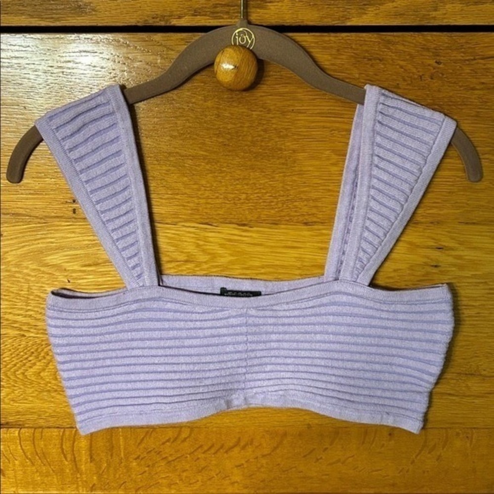 Y2K Cozy Chic Preppy Elevated Loungewear Wild Fable Purple‎ Ribbed Knit Crop Top
